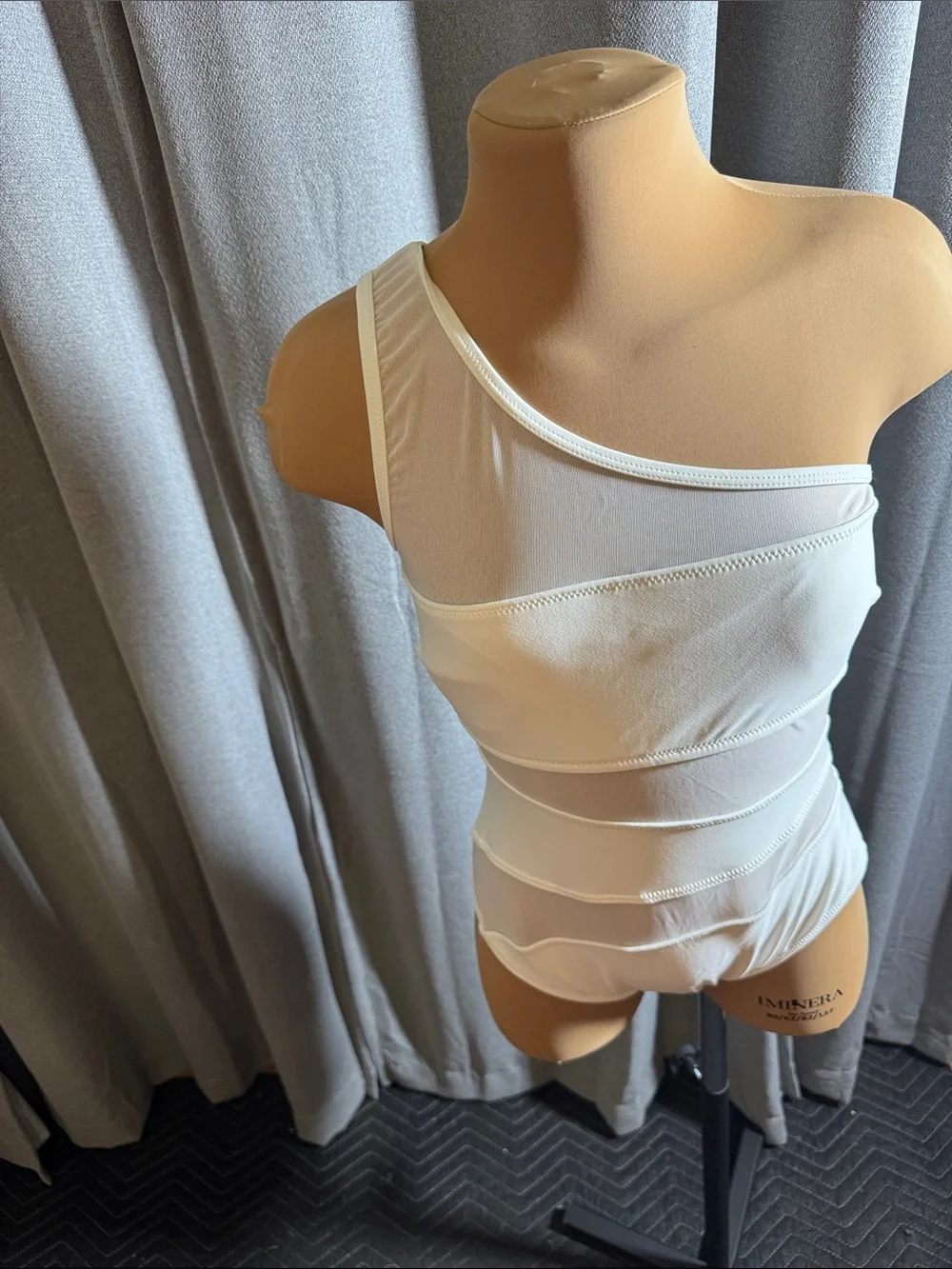 Adore Me White One-Shoulder Mesh Band Bathingsuit